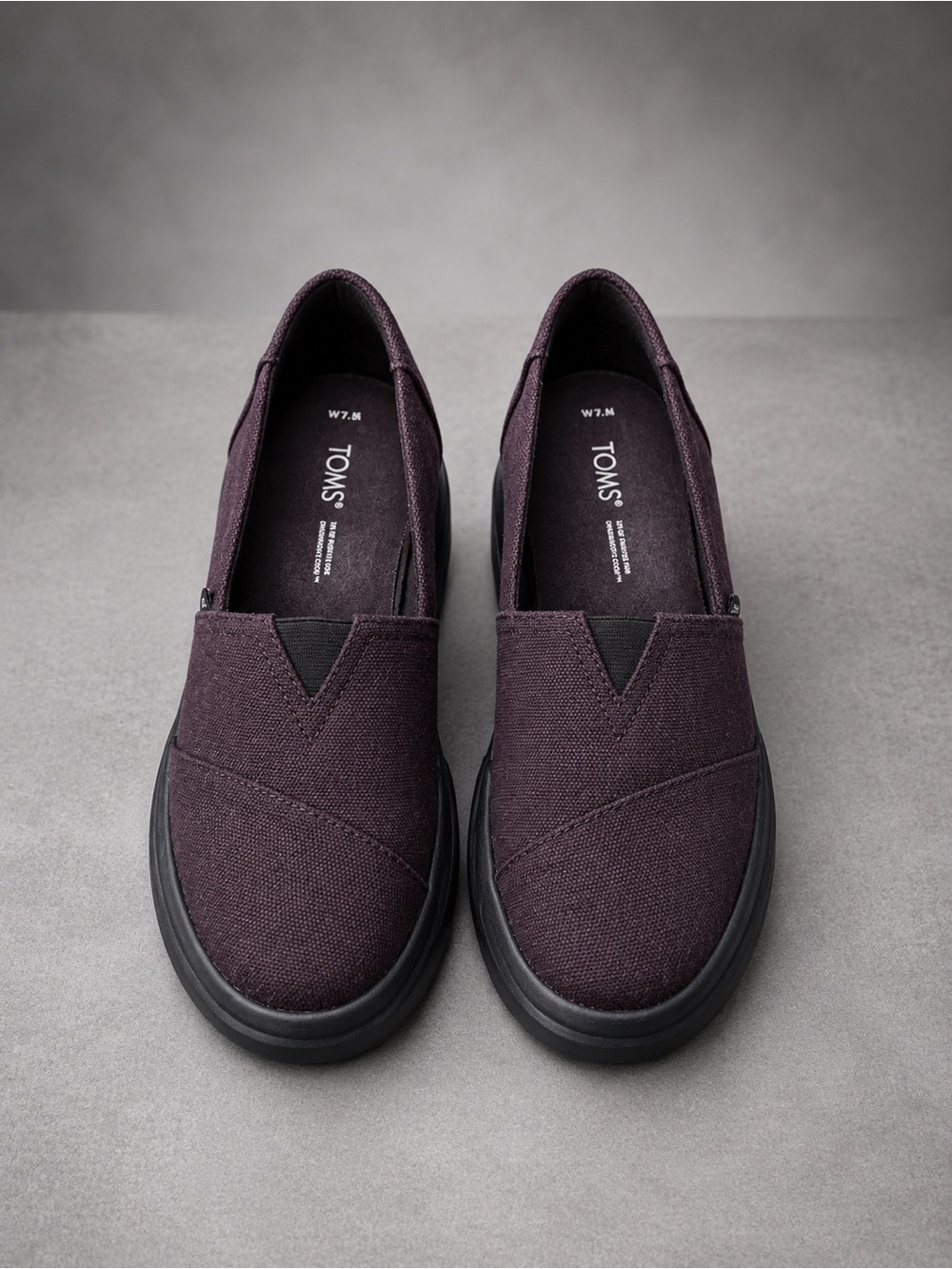 TOMS Black Alpargata Canvas Platform Slip on Combat Sneakers Women's Size 7.5